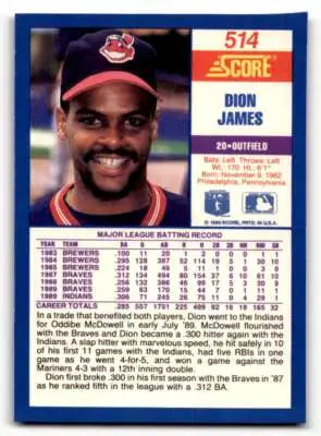 1990 Score #514 Dion James ID:46909 - Baseball Card Single