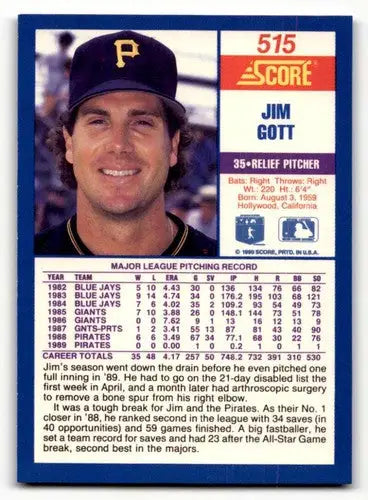 1990 Score #515 Jim Gott ID:46939 - Baseball Card Single