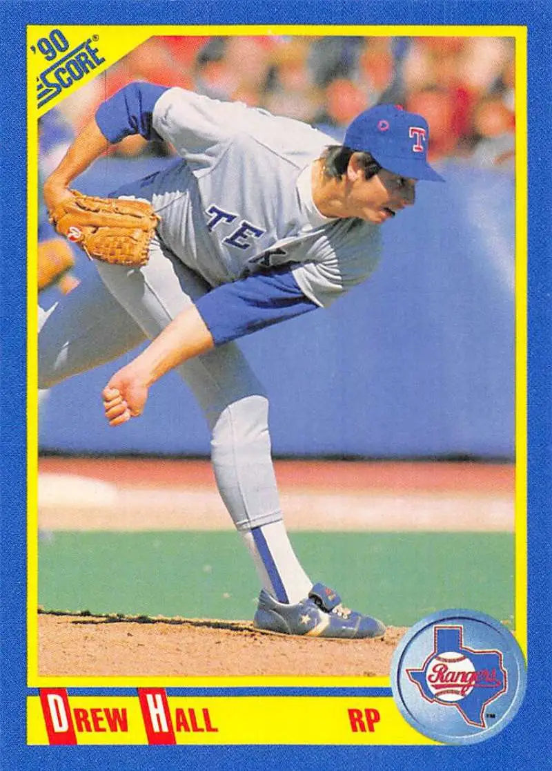 1990 Score #516 Drew Hall EX Excellent Texas Rangers Baseball Card - Baseball Card Single