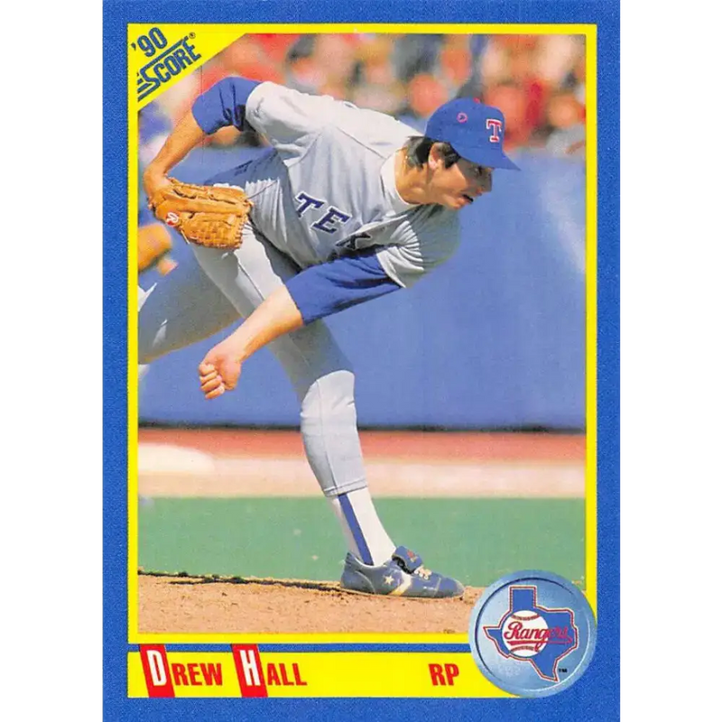 1990 Score #516 Drew Hall NM-MT Texas Rangers Baseball Card - Baseball Card Single