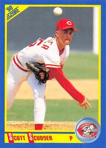 Original gloss 1990 Score Scott Scudder baseball card featuring Cincinnati Reds player