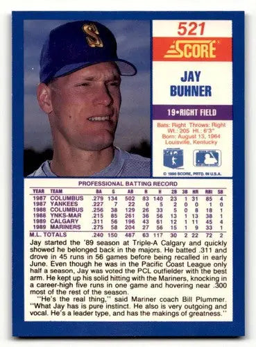 1990 Score #521 Jay Buhner ID:46893 - Baseball Card Single