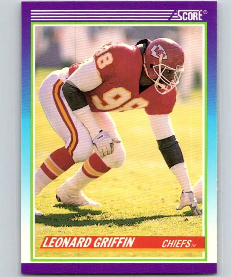 1990 Score #524 Leonard Griffin NM-MT RC Rookie Kansas City Chiefs Football Card - Football Card Single