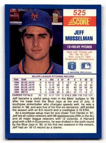 Original gloss Jeff Musselman baseball card from 1990 Score #525 Featuring Simply Sandoval