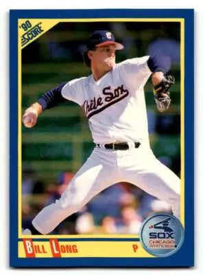 Original gloss of Bill Long baseball card from 1990 Score #526, a collectible card typically sell