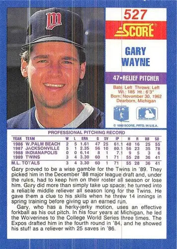 1990 Score #527 Gary Wayne NM-MT Twins - Baseball Card Single