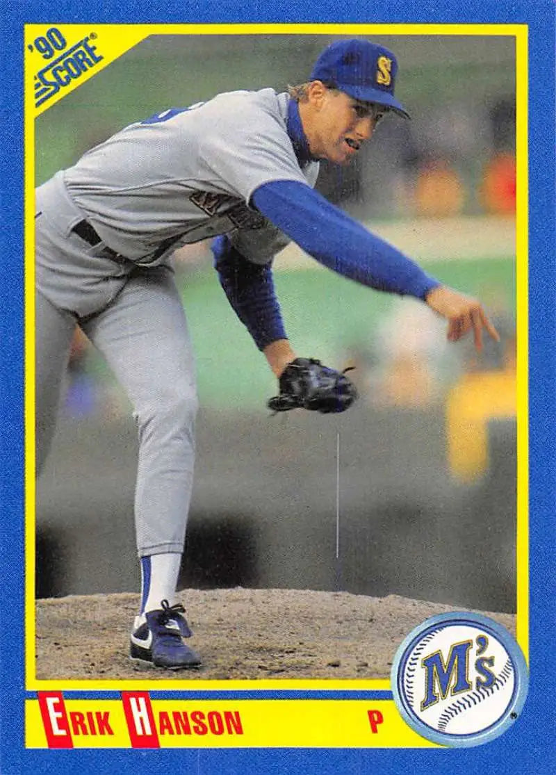 1990 Score #530 Erik Hanson EX Excellent Seattle Mariners Baseball Card - Baseball Card Single