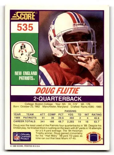 1990 Score #535 Doug Flutie New England Patriots Football Cards EX/N ID:57445 - Football Card Single