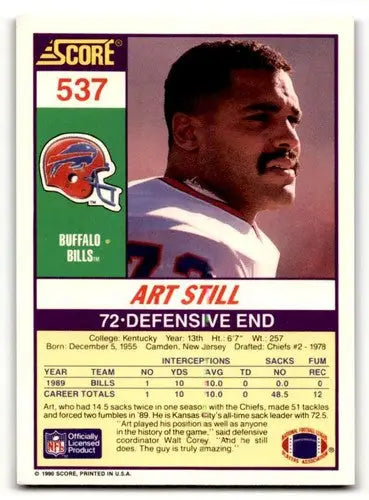 Vintage Art Still Buffalo Bills football card from 1990 Score series in EX/NM condition