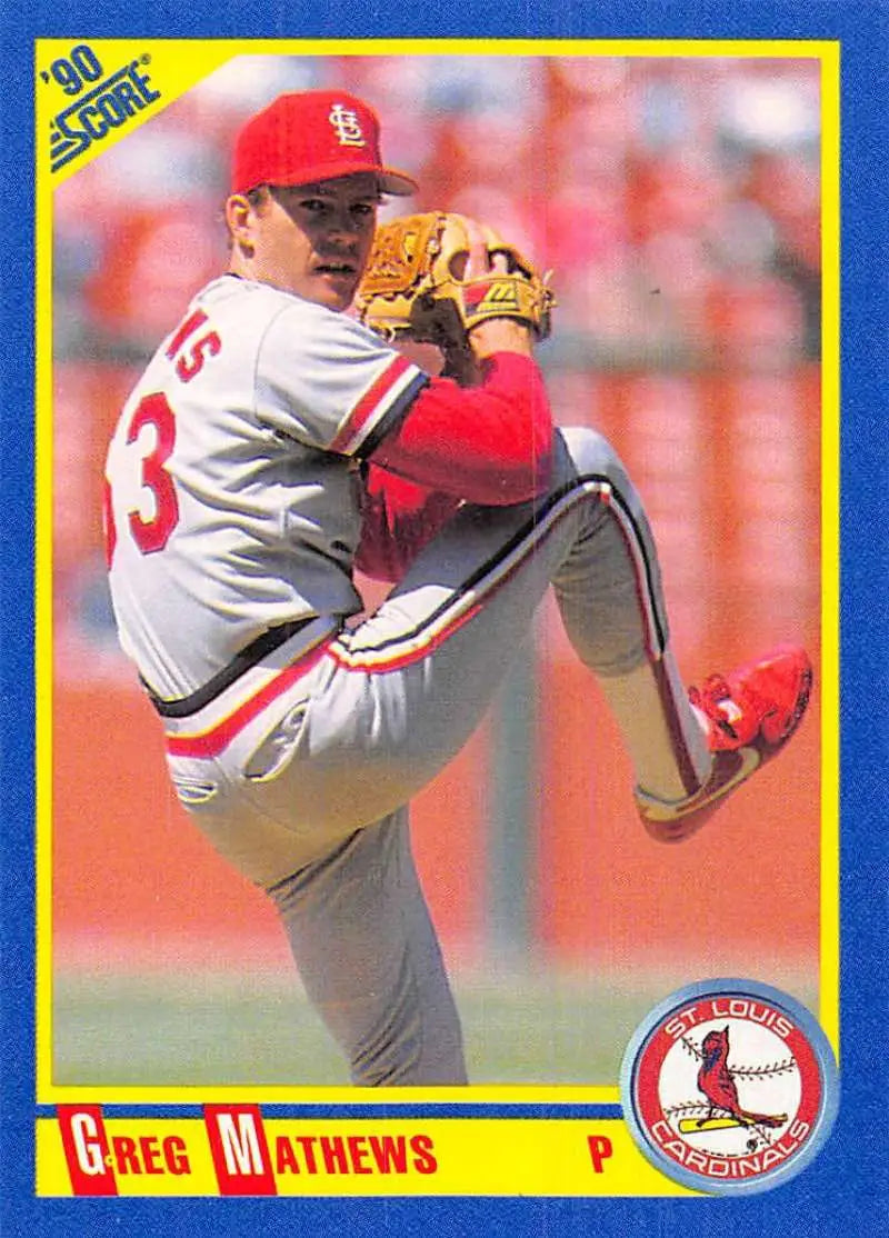 1990 Score #537 Greg Mathews EX Excellent St. Louis Cardinals Baseball Card - Baseball Card Single
