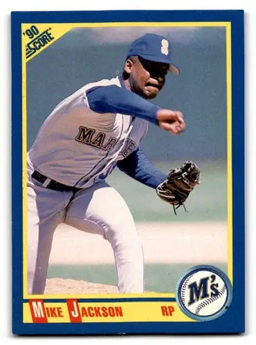 Original gloss of Mike Jackson baseball card from 1990 Score #546 featuring simply Sandoval