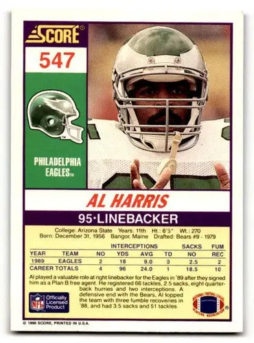 Original gloss Al Harris Philadelphia Eagles football card from 1990 Score series