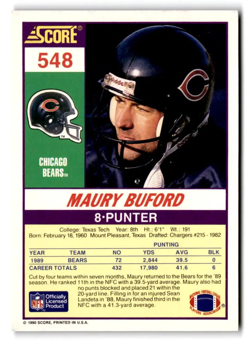 1990 Score #548 Maury Buford - Football Card Single