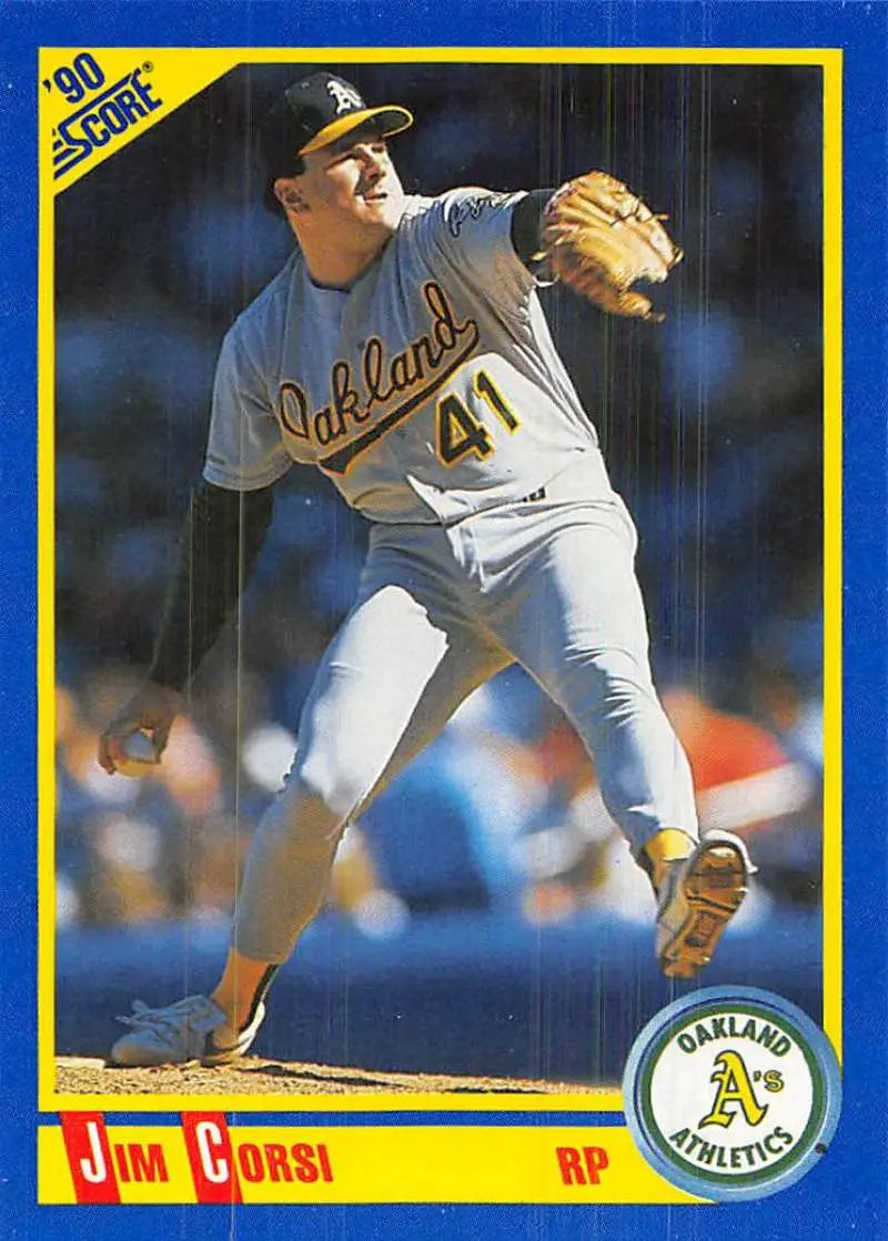 1990 Score #553 Jim Corsi EX Excellent Oakland Athletics Baseball Card - Baseball Card Single