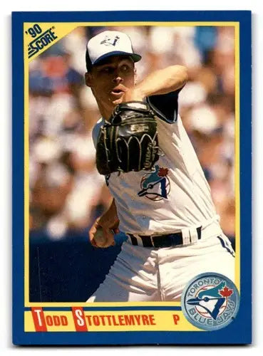 Original gloss Todd Stottlemyre baseball card from 1990 Score #554 with Simply Sandoval