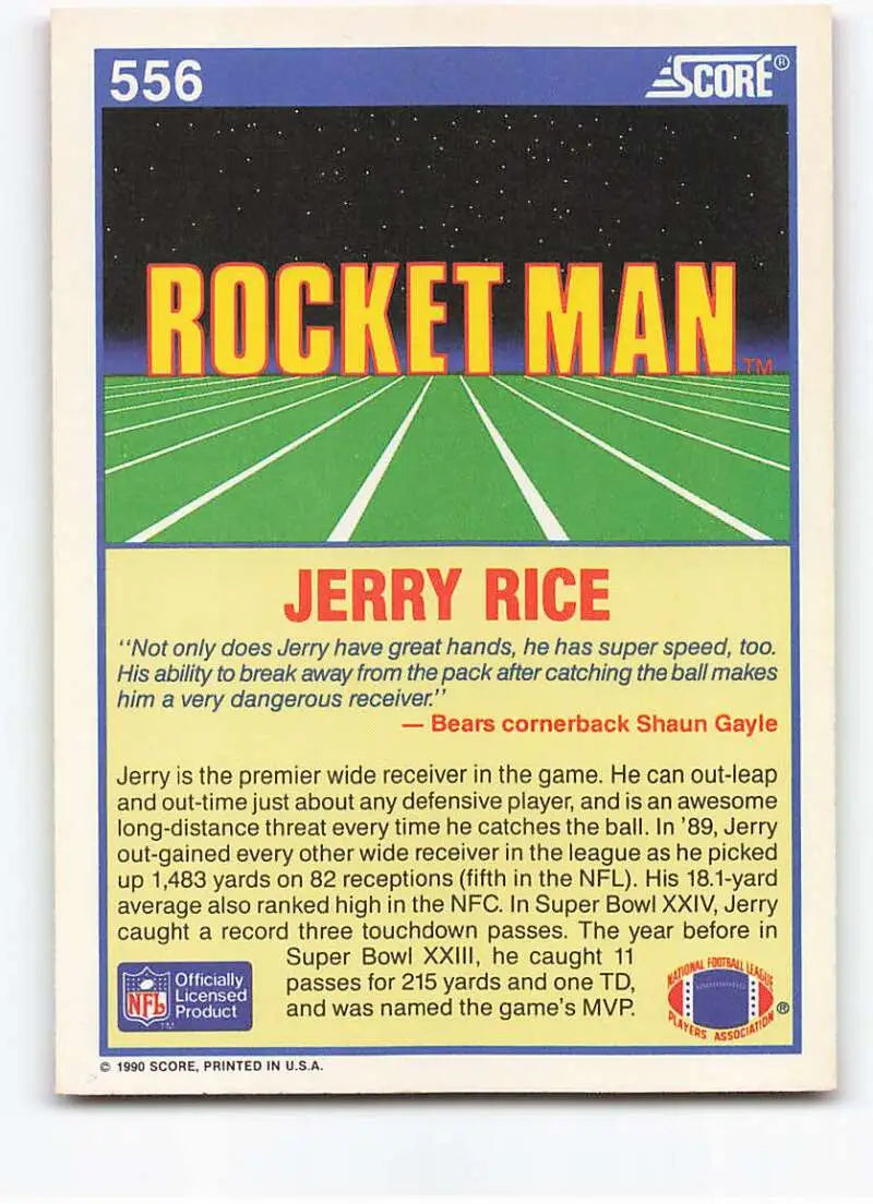 1990 Score #556 Jerry Rice NM-MT San Francisco 49ers Football Card - Football Card Single