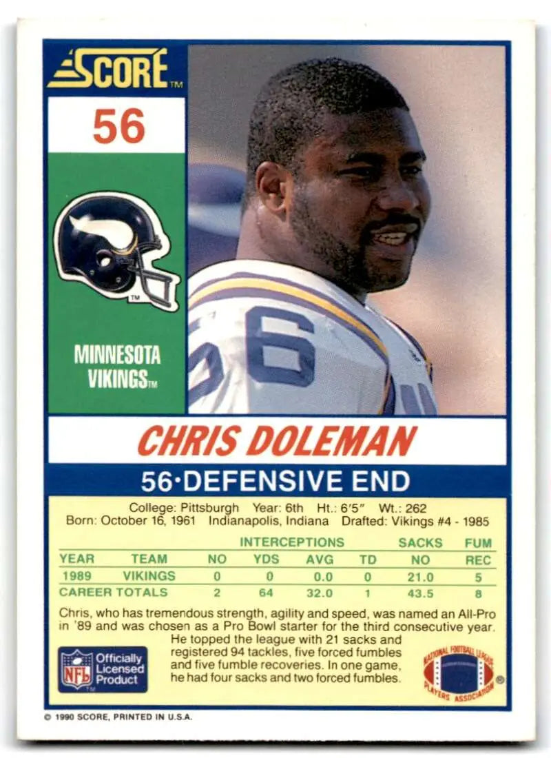 1990 Score #56 Chris Doleman NM-MT Minnesota Vikings Football Card - Football Card Single