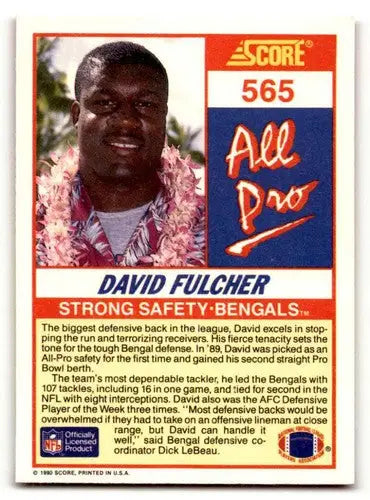 Original gloss David Fulcher Cincinnati football card from Fulcher Cincinnati Bengals collection