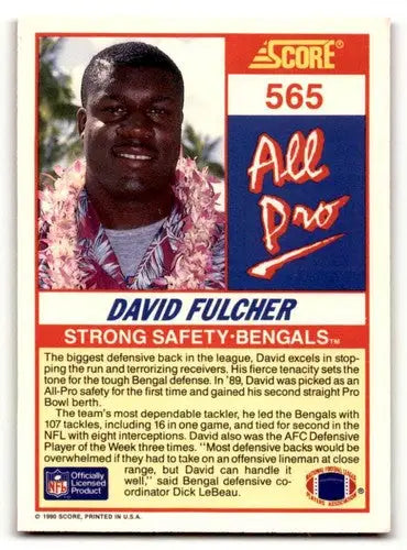 1990 Score #565 David Fulcher Cincinnati Bengals Football Cards EX/N ID:57438 - Football Card Single