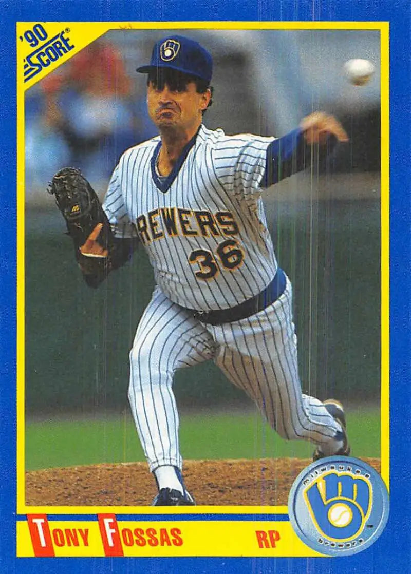 1990 Score #567 Tony Fossas EX Excellent RC Rookie Milwaukee Brewers Baseball Card - Baseball Card Single