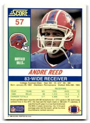 1990 Score #57 Andre Reed - Football Card Single