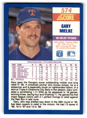 1990 Score #574 Gary Mielke NM-MT RC Rookie Rangers ID:70068 - Baseball Card Single
