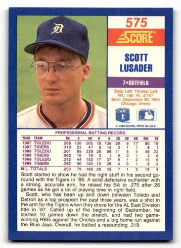 Scott Lusader baseball card from 1990 Score with original gloss in Simply Sandoval collection