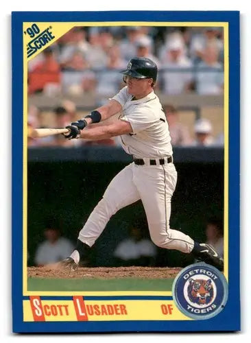 Scott Lusader baseball card from 1990 Score with original gloss featuring Simply Sandoval
