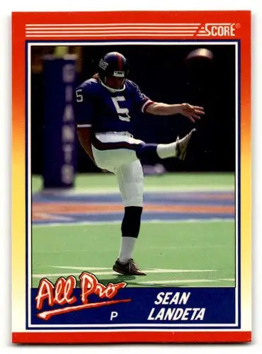 Sean Landeta Giants football card with original gloss from 1990 Score series