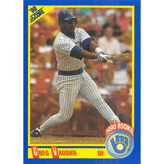 1990 Score #585 Greg Vaughn NM-MT Milwaukee Brewers Baseball Card - Baseball Card Single