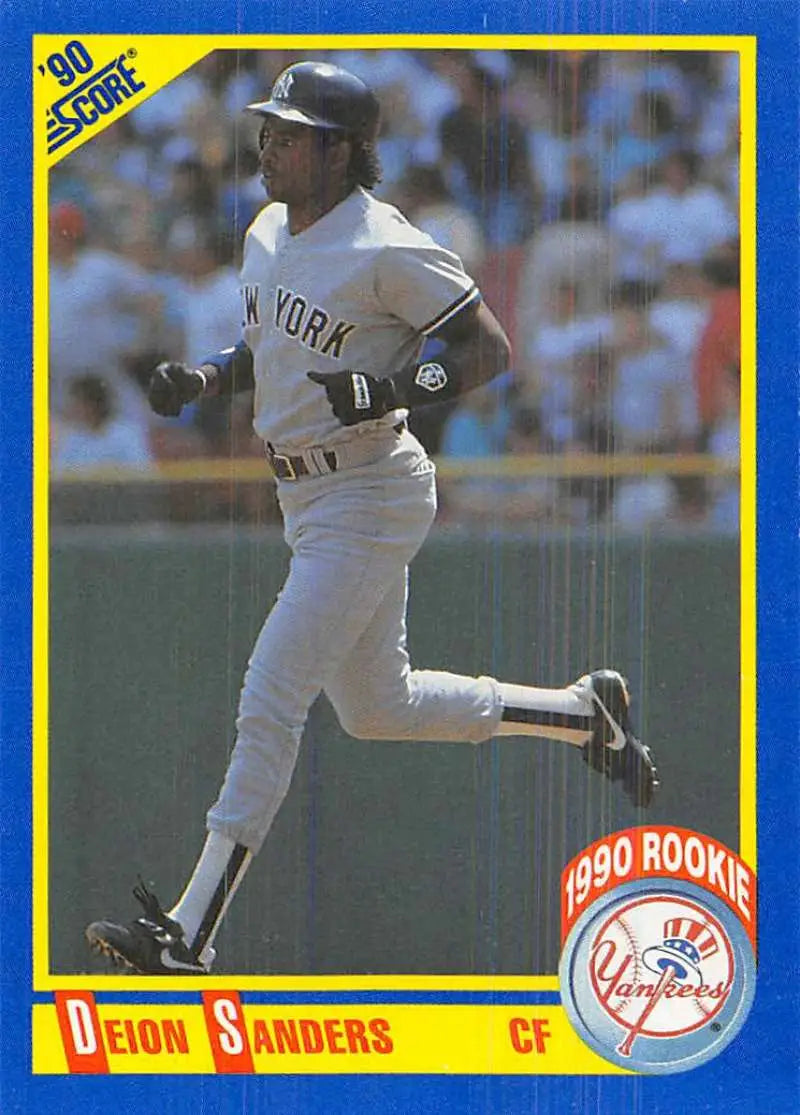 1990 Score #586 Deion Sanders EX Excellent New York Yankees Baseball Card - Baseball Card Single
