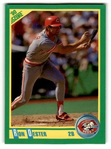 Original gloss Ron Oester Cincinnati baseball card from 1990 Score #59 featuring Oester Cincinnati Reds
