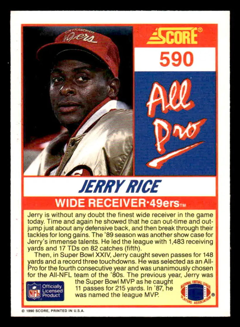 1990 Score #590 Jerry Rice - Football Card Single