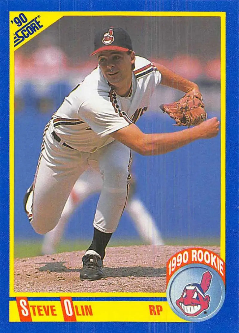 1990 Score #590 Steve Olin EX Excellent RC Rookie Cleveland Indians Baseball Card - Baseball Card Single