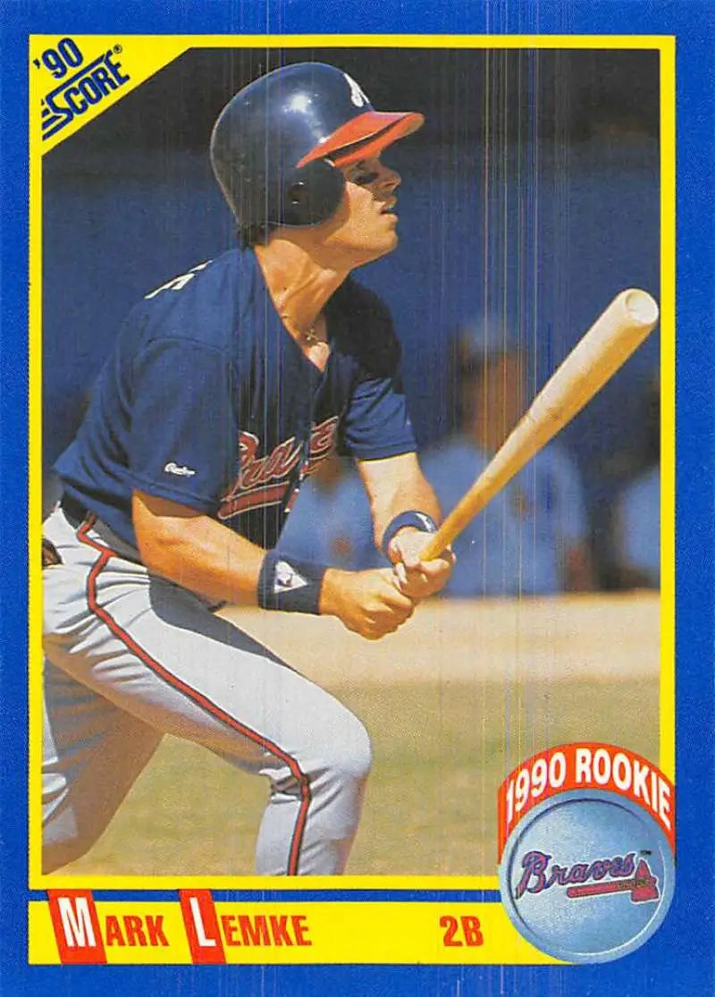 1990 Score #593 Mark Lemke EX Excellent Atlanta Braves Baseball Card - Baseball Card Single