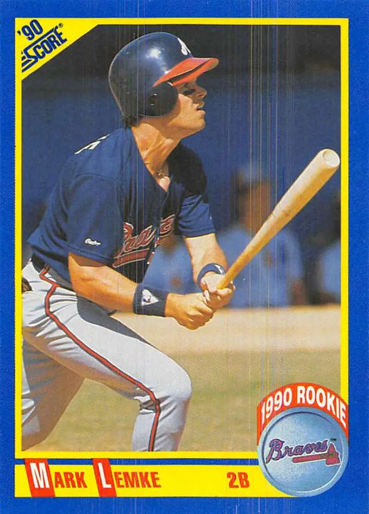 1990 Score #593 Mark Lemke EX Excellent Atlanta Braves Baseball Card - Baseball Card Single