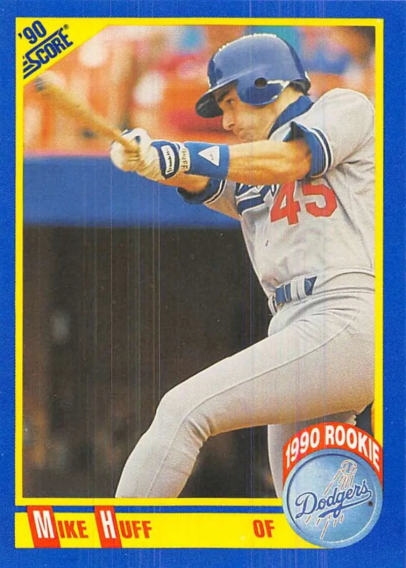 1990 Score #597 Mike Huff EX Excellent RC Rookie Los Angeles Dodgers Baseball Card - Baseball Card Single