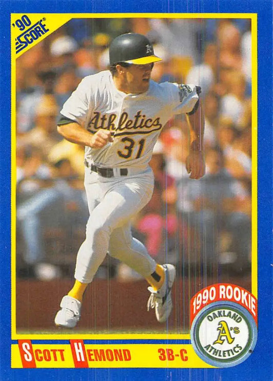 1990 Score #598 Scott Hemond EX Excellent RC Rookie Oakland Athletics Baseball Card