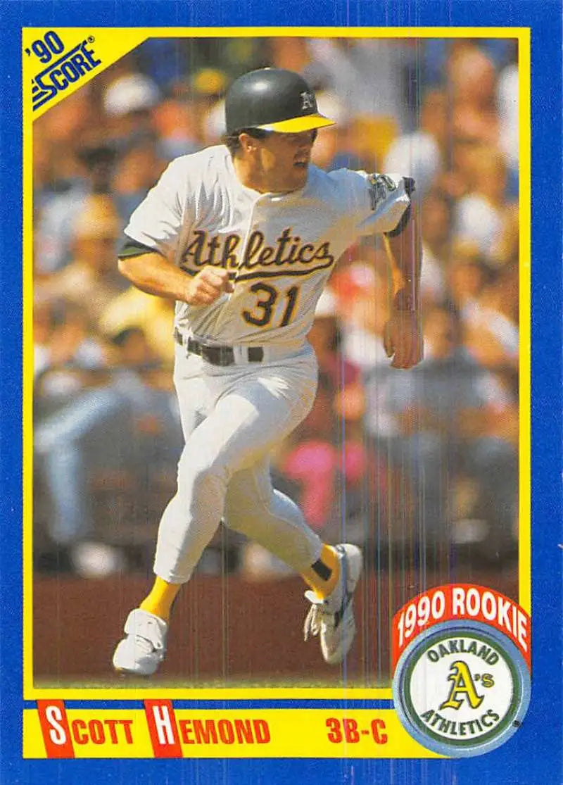 1990 Score #598 Scott Hemond EX Excellent RC Rookie Oakland Athletics Baseball Card - Baseball Card Single