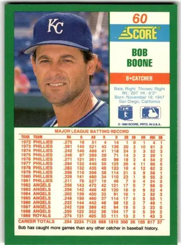 1990 Score #60 Bob Boone ID:46749 - Baseball Card Single