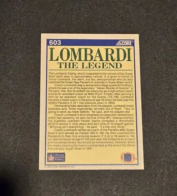 1990 Score #603a Lombardi the Legend - Football Card Single