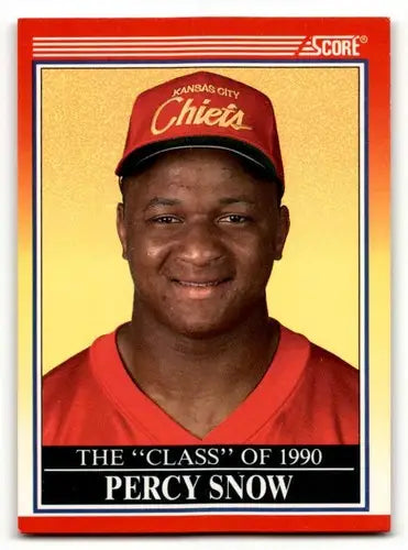 Original gloss Percy Snow football card from 1990 Score Kansas City Chiefs snow Kansas City QB