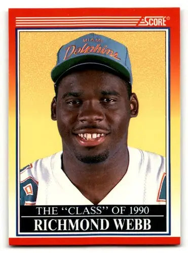 Original gloss Richmond Webb Miami Dolphins football card from 1990 Score series