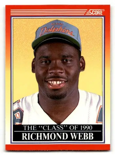 Richmond Webb Miami football card from 1990 Score series featuring Webb Miami Dolphins