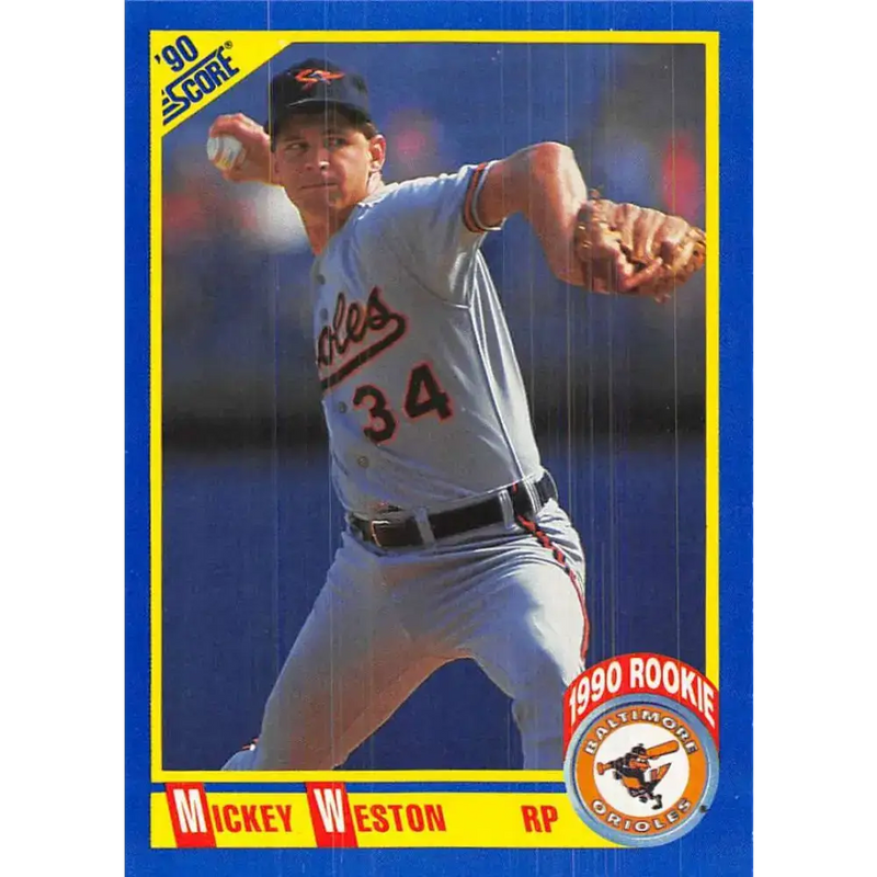 1990 Score #616 Mickey Weston NM-MT RC Rookie Baltimore Orioles Baseball Card - Baseball Card Single