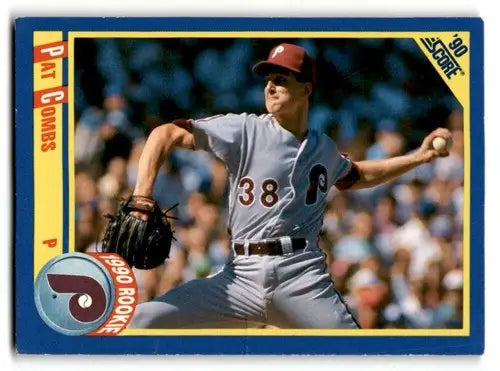 Original gloss Pat Combs Philadelphia Phillies baseball card from 1990 Score series
