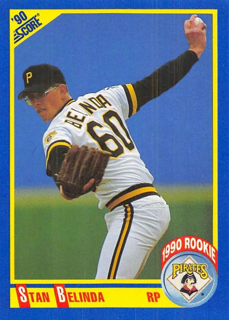 1990 Score #634 Stan Belinda EX Excellent RC Rookie Pittsburgh Pirates Baseball Card - Baseball Card Single