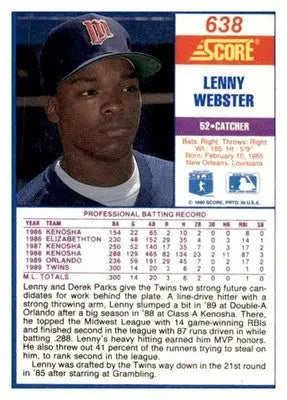 1990 Score #638 Lenny Webster - Baseball Card Single