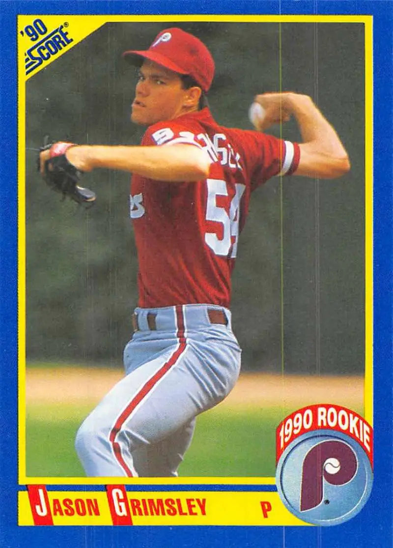 1990 Score #649 Jason Grimsley EX Excellent RC Rookie Philadelphia Phillies Baseball Card - Baseball Card Single