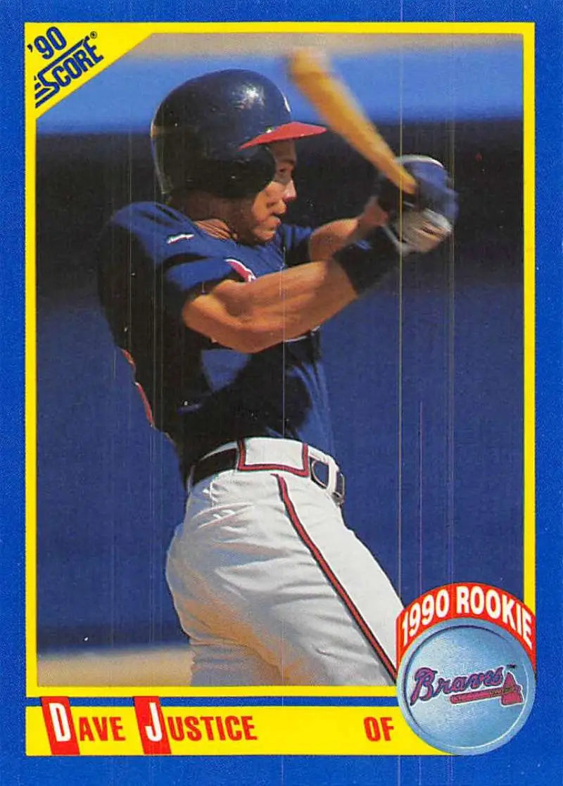 1990 Score #650 David Justice EX Excellent RC Rookie Atlanta Braves Baseball Card - Baseball Card Single